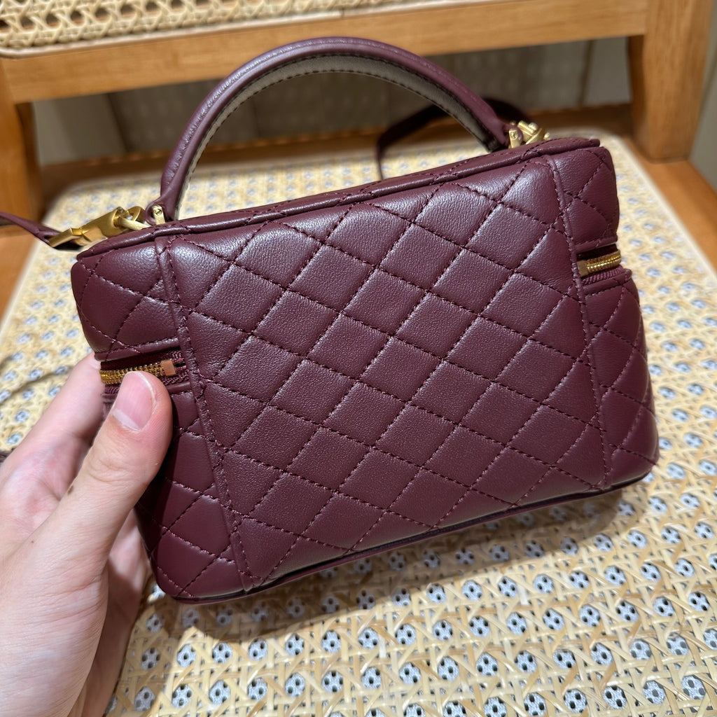 YSL Gaby Vanity Bag 18 Burgundy Quilted Calfskin