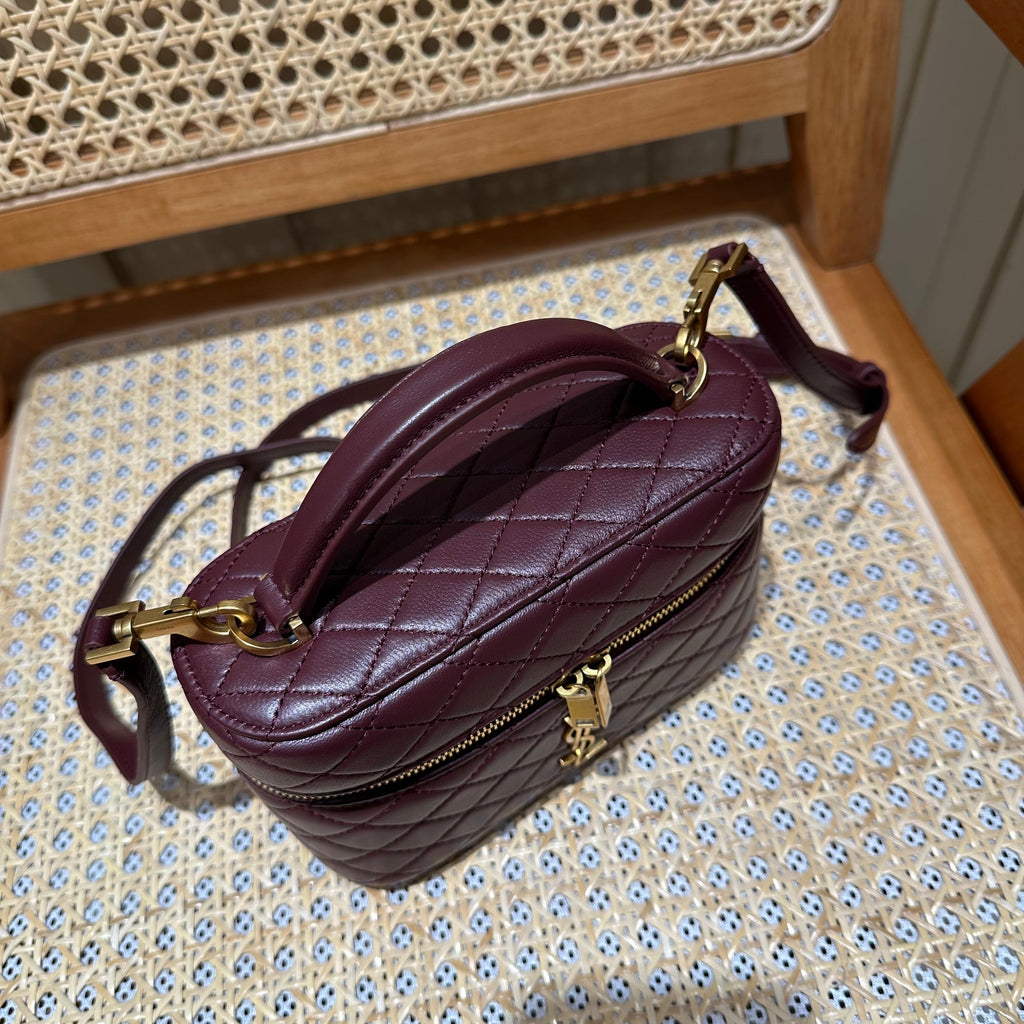 YSL Gaby Vanity Bag 18 Burgundy Quilted Calfskin