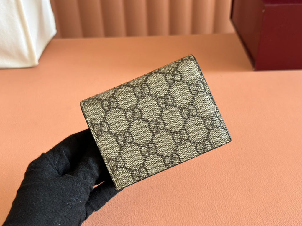 Gucci Marmont Wallet Ebony mix Gold Canvas Leather 250961