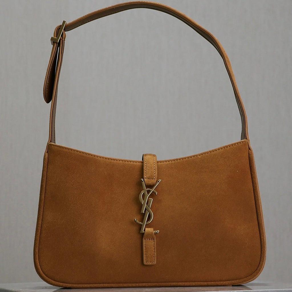 LE 5 À 7 BAG  25 IN BRONZE BROWN SUEDE COPPER LOGO