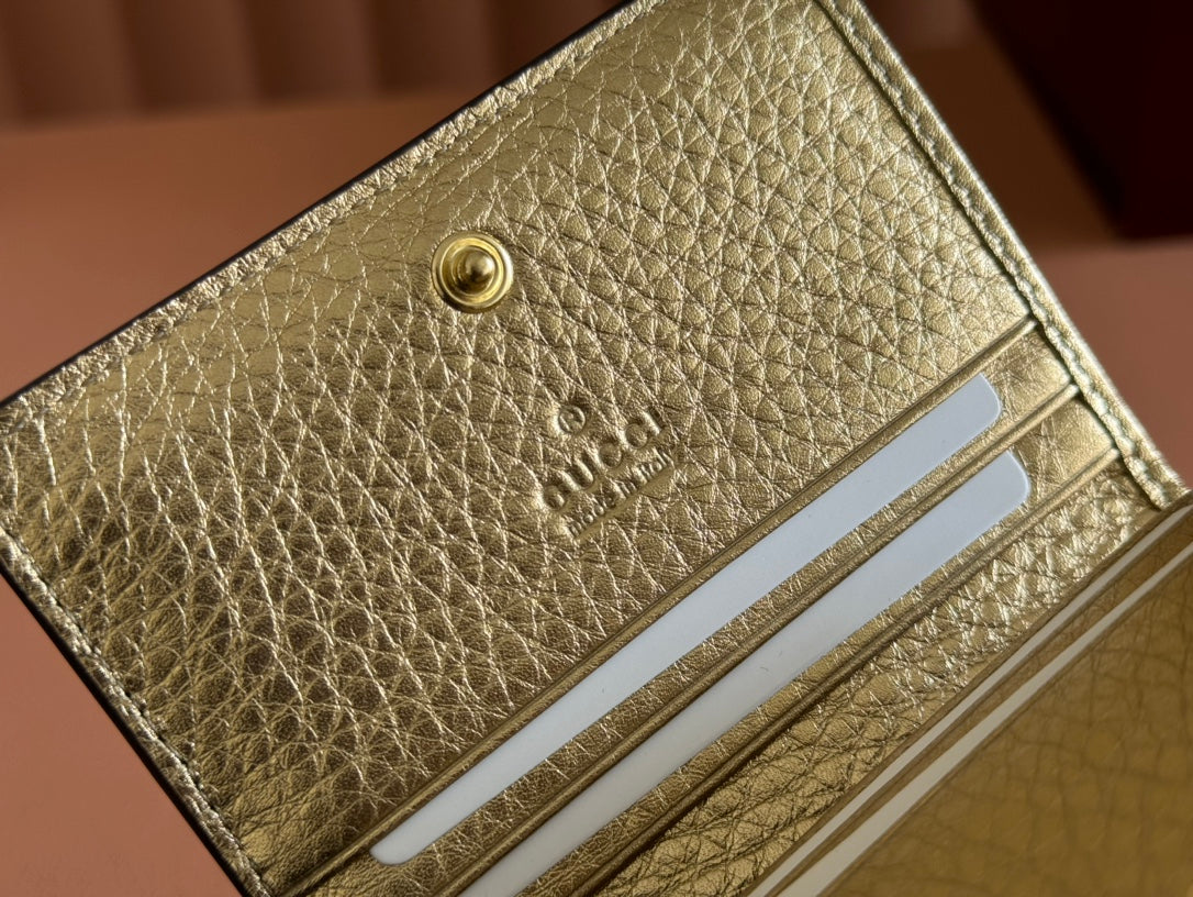 Gucci Marmont Wallet Ebony mix Gold Canvas Leather 250961