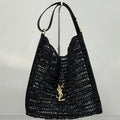 YSL Shoulder Bag 40 Black Raffia Woven
