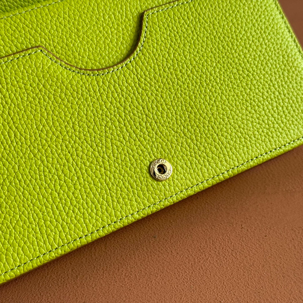 Gucci Marmont Chain Wallet Brown mix Light Green Leather 254943