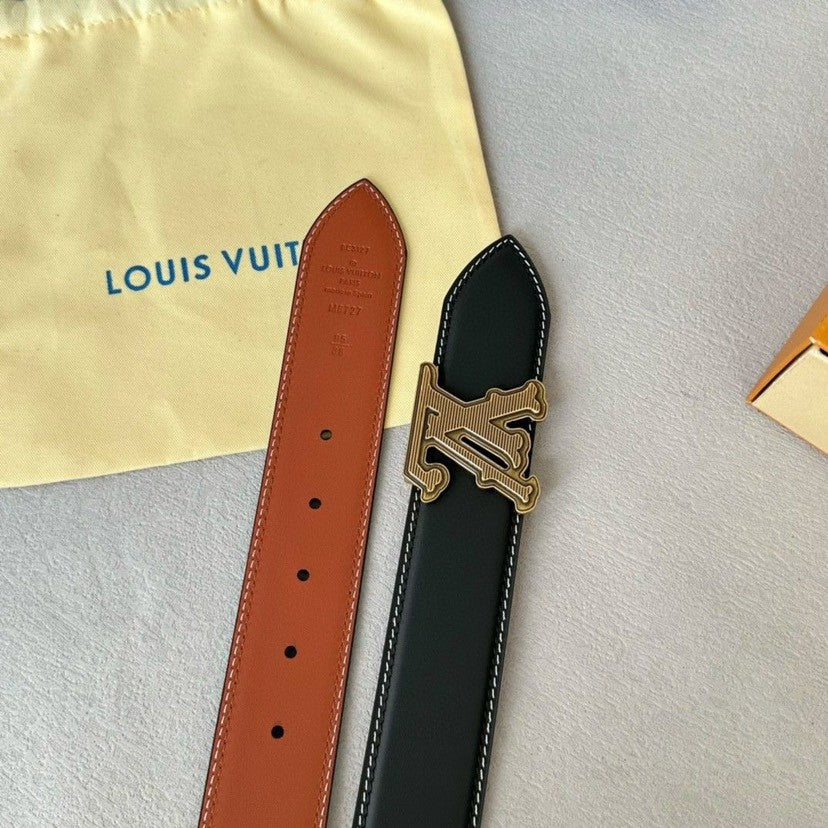 Louis Vuitton LV Initiales 40MM Reversible Belt Monogram Crump Black