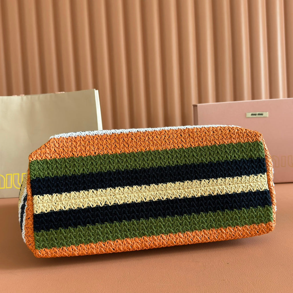 Miu Tote Bag 40cm Raffia-Effect Woven 285425