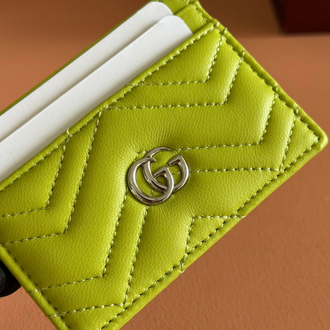 Gucci Marmont Card Wallet Lime Green Calfskin 254956