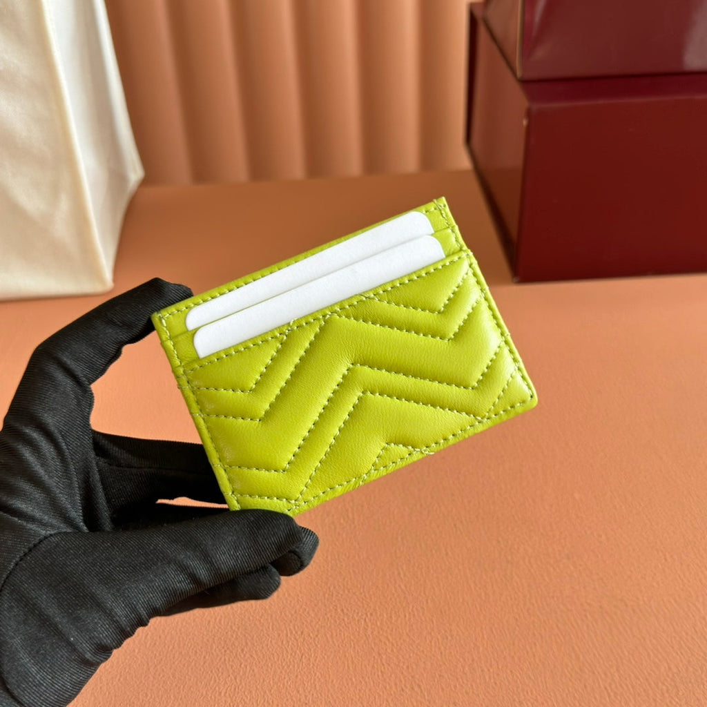 Gucci Marmont Card Wallet Lime Green Calfskin 254956