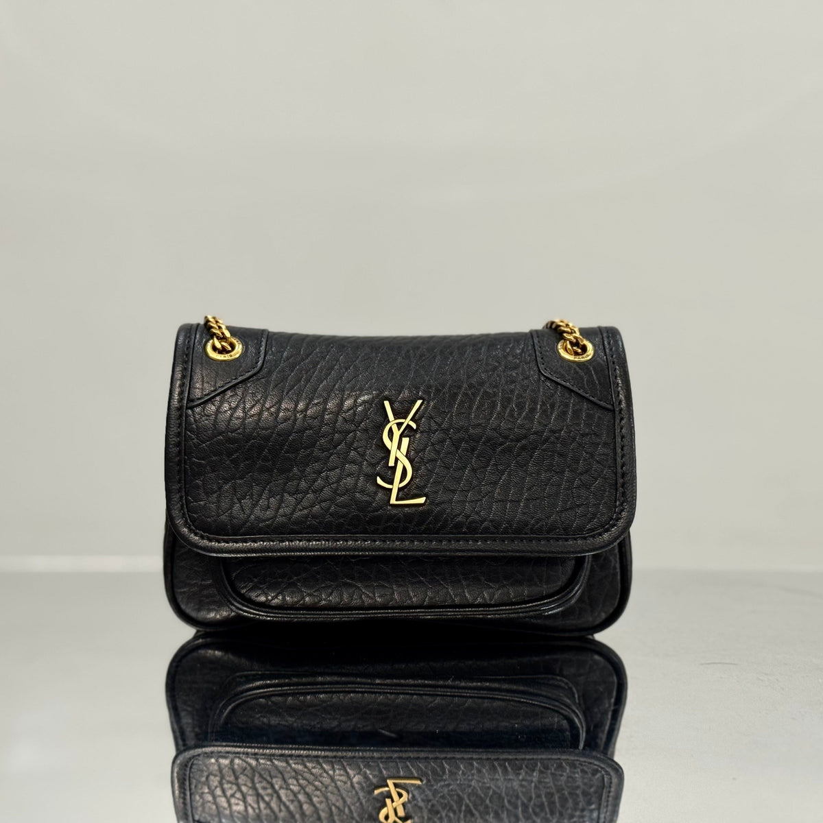YSL Niki Mini Handbag 18 Black Lambskin Gold Hardware