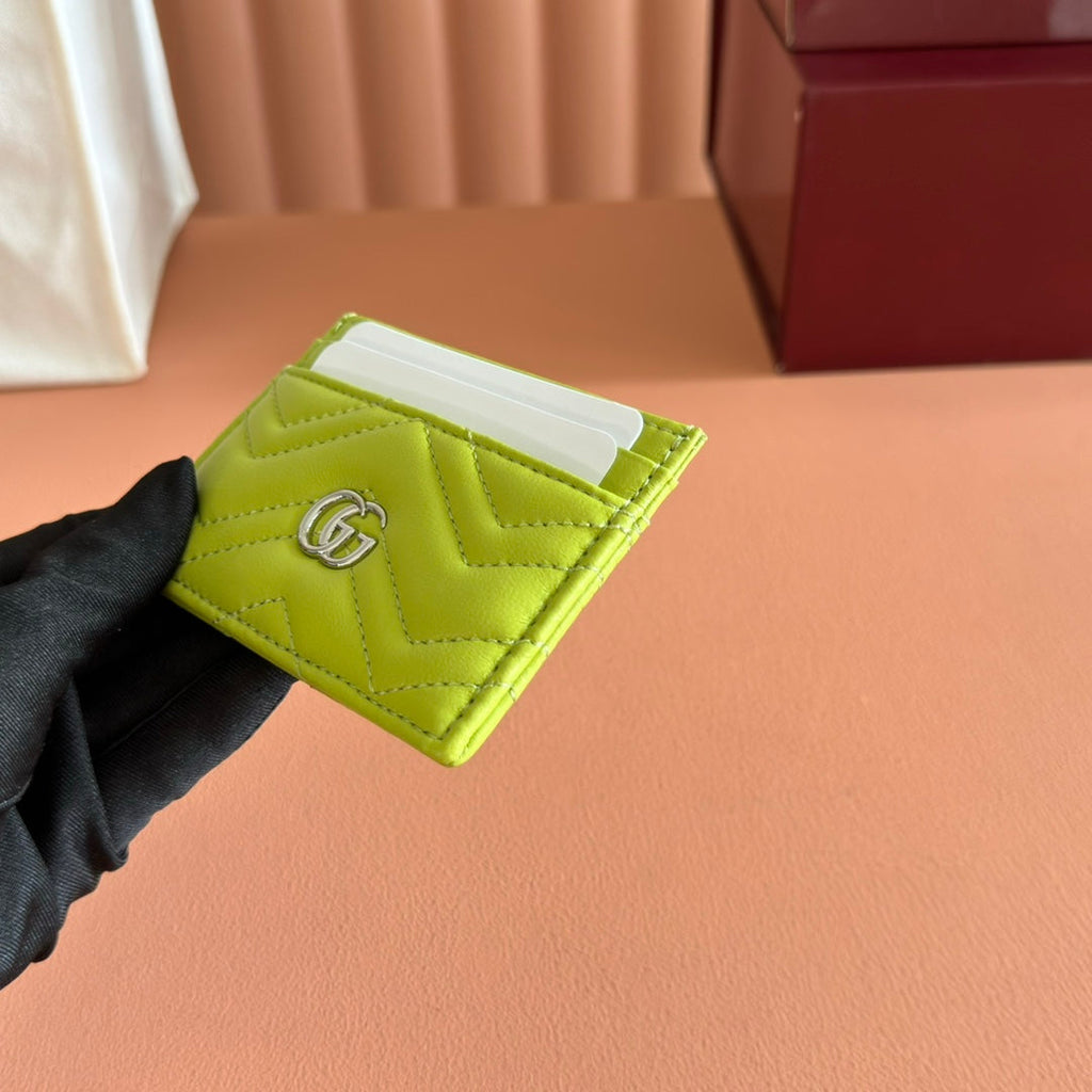 Gucci Marmont Card Wallet Lime Green Calfskin 254956