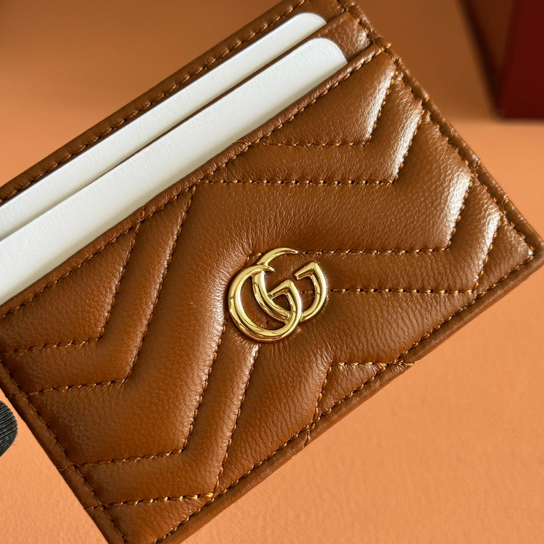 Gucci Marmont Card Wallet Brown Calfskin 254957