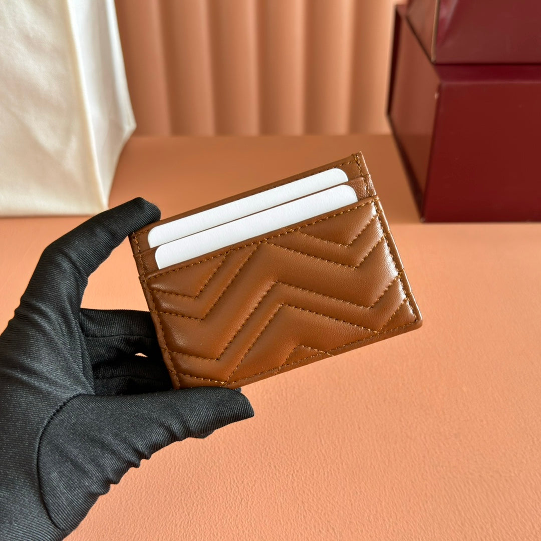 Gucci Marmont Card Wallet Brown Calfskin 254957