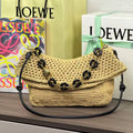 Loewe Ibiza Ola Medium Shoulder Bag Beige Raffia
