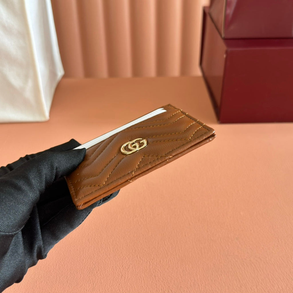 Gucci Marmont Card Wallet Brown Calfskin 254957