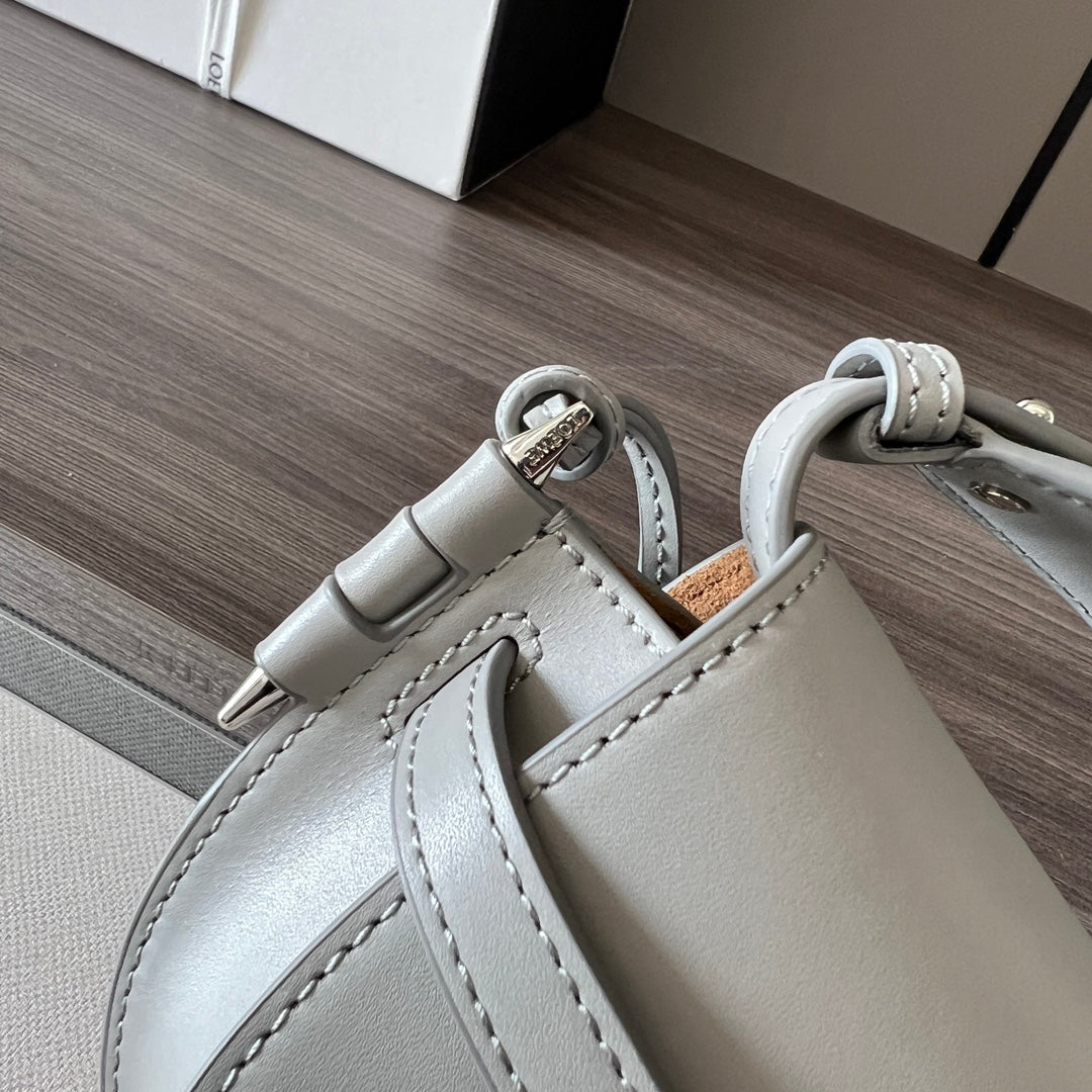 Mini Gate Dual bag in soft calfskin and jacquard grey smooth caflskin