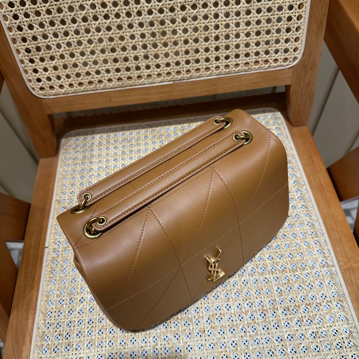 YSL Shoulder Bag 25 Camel Brown Calfskin