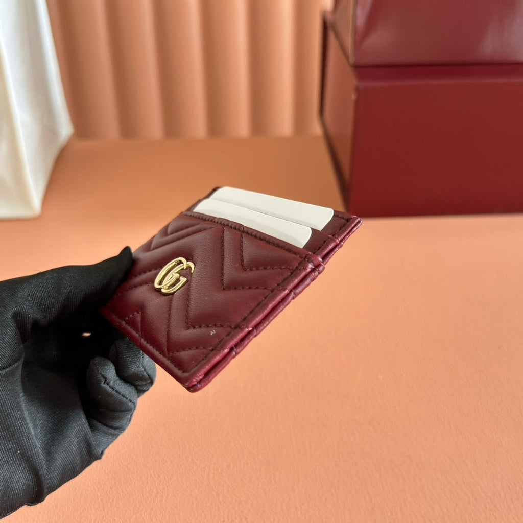Gucci Marmont Card Wallet Rosso Ancora Red Calfskin 254959