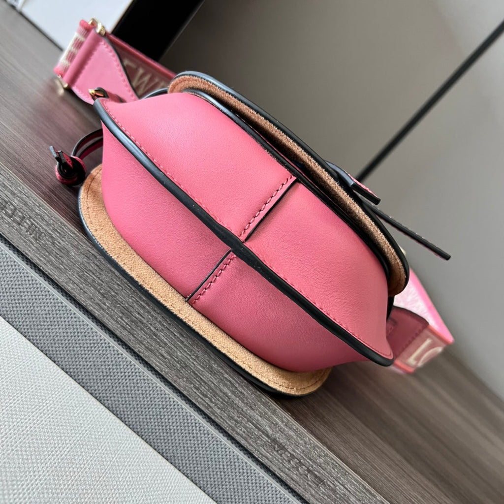 Mini Gate Dual bag in soft calfskin and jacquard pink smooth caflskin
