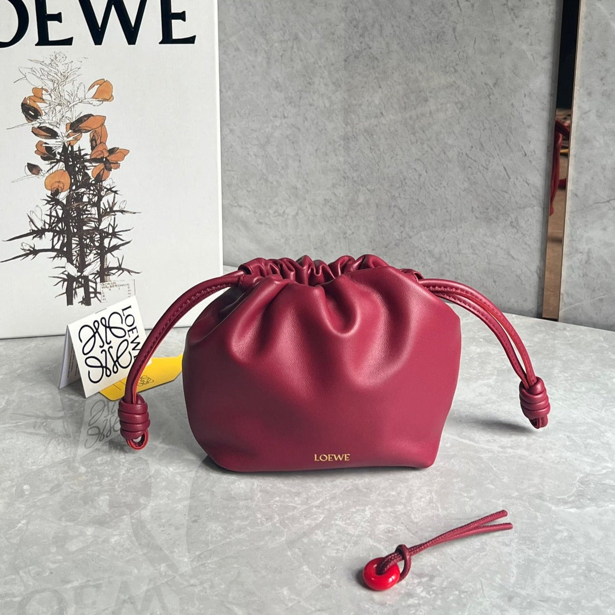 Flamenco Cluth Dark Burgundy Calfskin