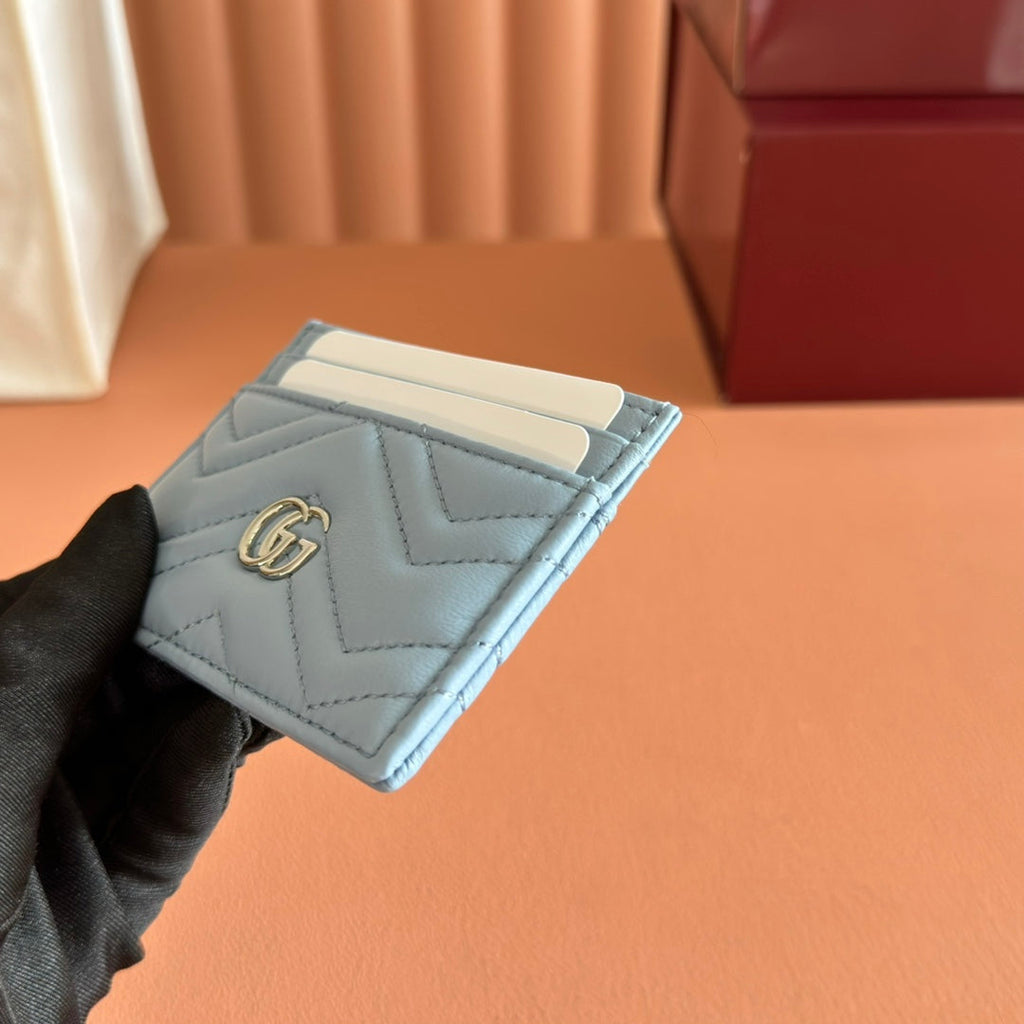 Gucci Marmont Card Wallet Blue Calfskin 254961