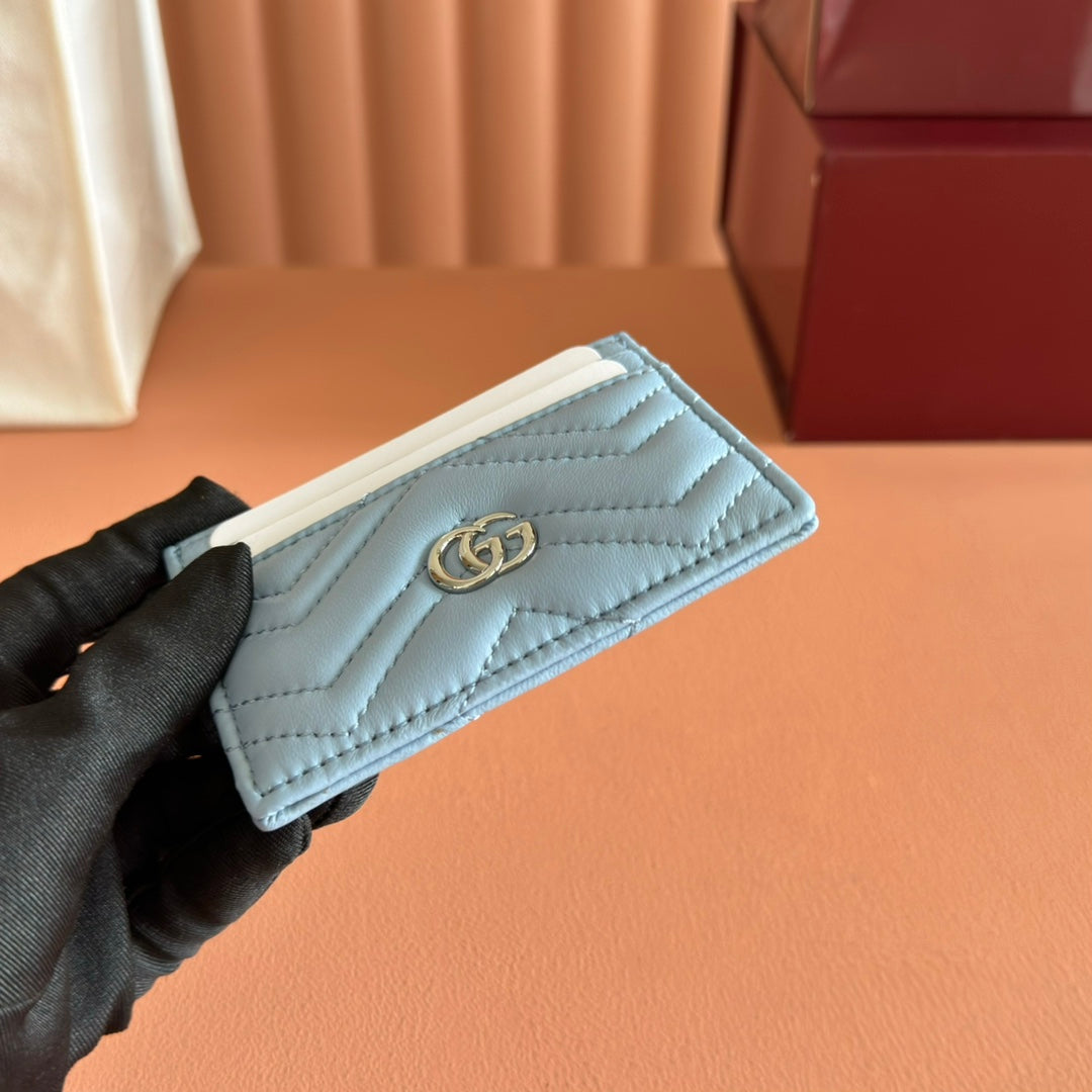 Gucci Marmont Card Wallet Blue Calfskin 254961
