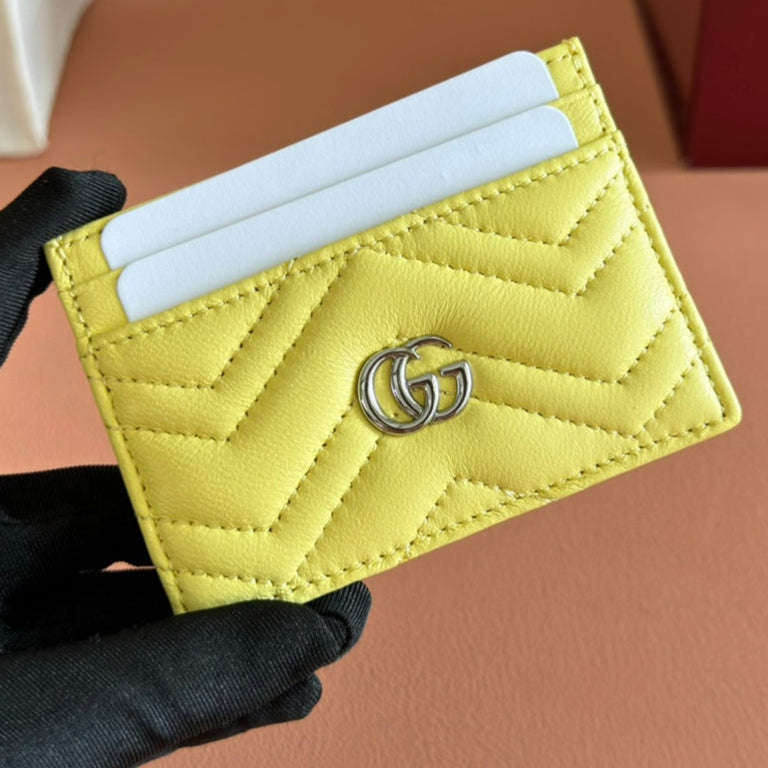 Gucci Marmont Card Wallet Yellow Calfskin 254962