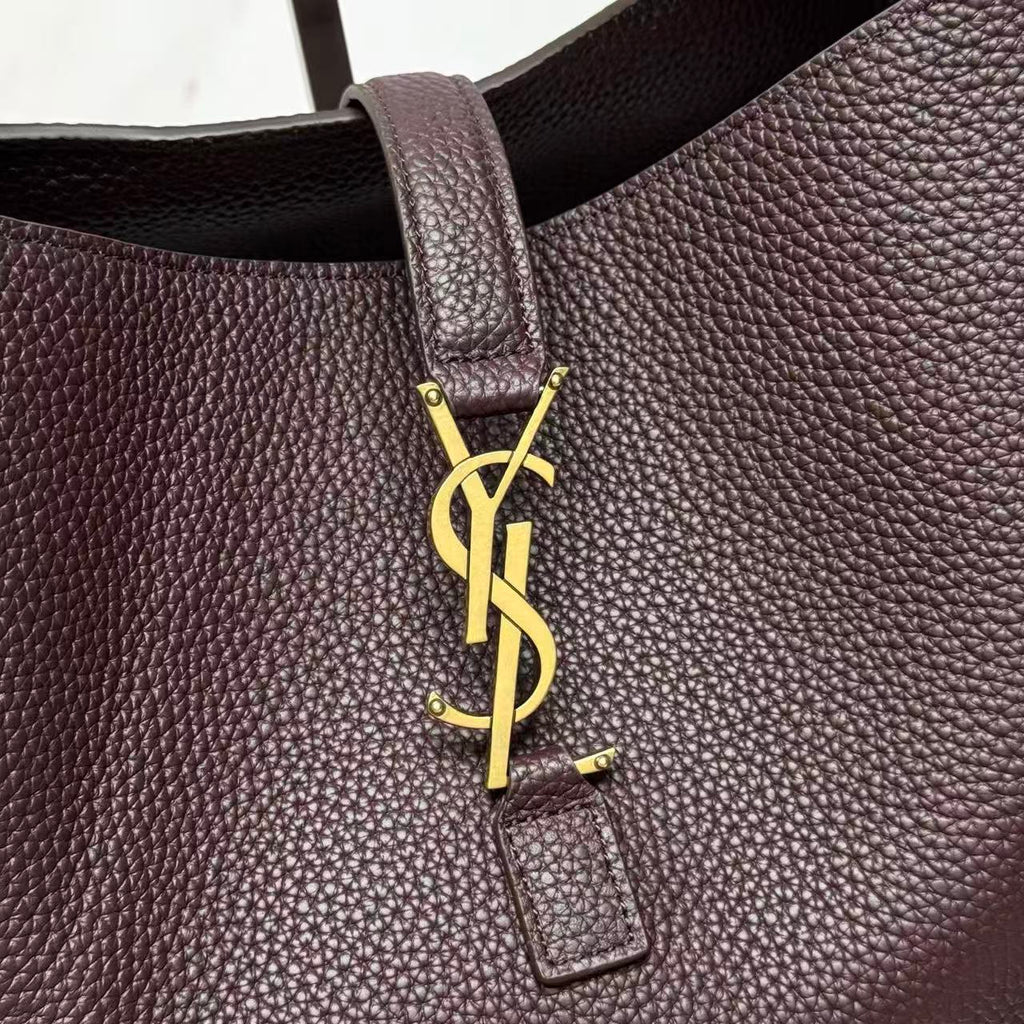 YSL Le 5 À 7 Bea Hobo Bag Dark Brown Grained Leather
