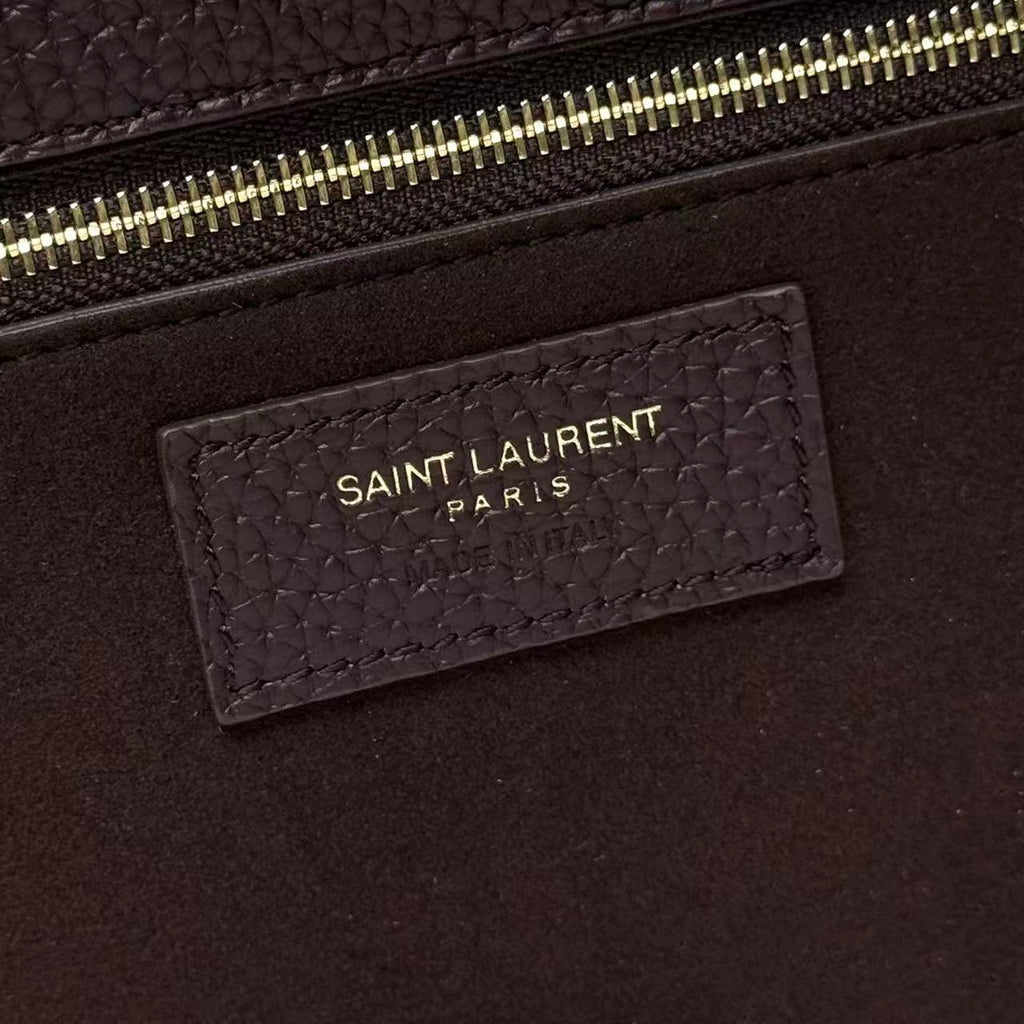 YSL Le 5 À 7 Bea Hobo Bag Dark Brown Grained Leather