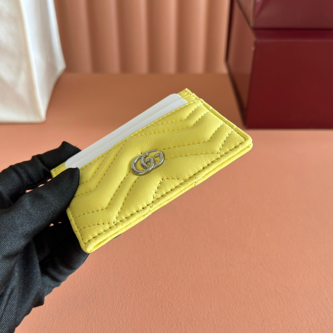 Gucci Marmont Card Wallet Yellow Calfskin 254962