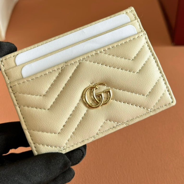 Gucci Marmont Card Wallet Light Beige Calfskin 254963