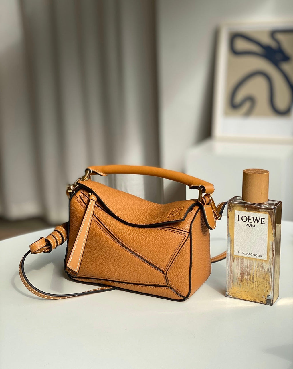 mini puzzle 18cm orange calfskin gold hardware