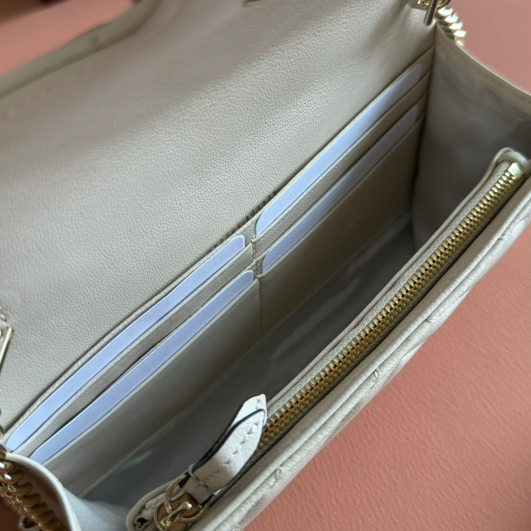 Gucci Marmont Chain Wallet White Cowhide 254967