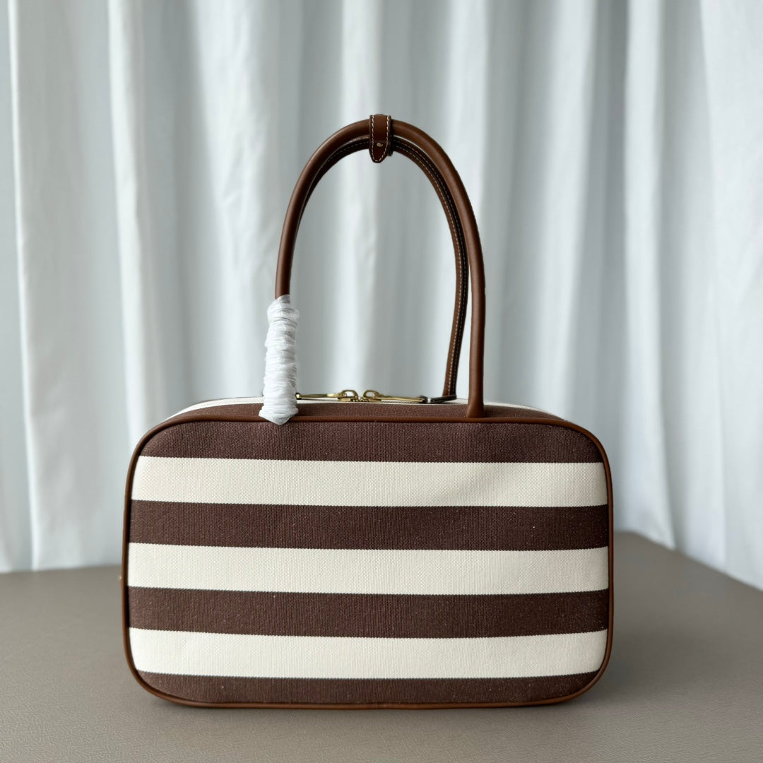 Miu Miu Beau Tote Bag Striped Canvas