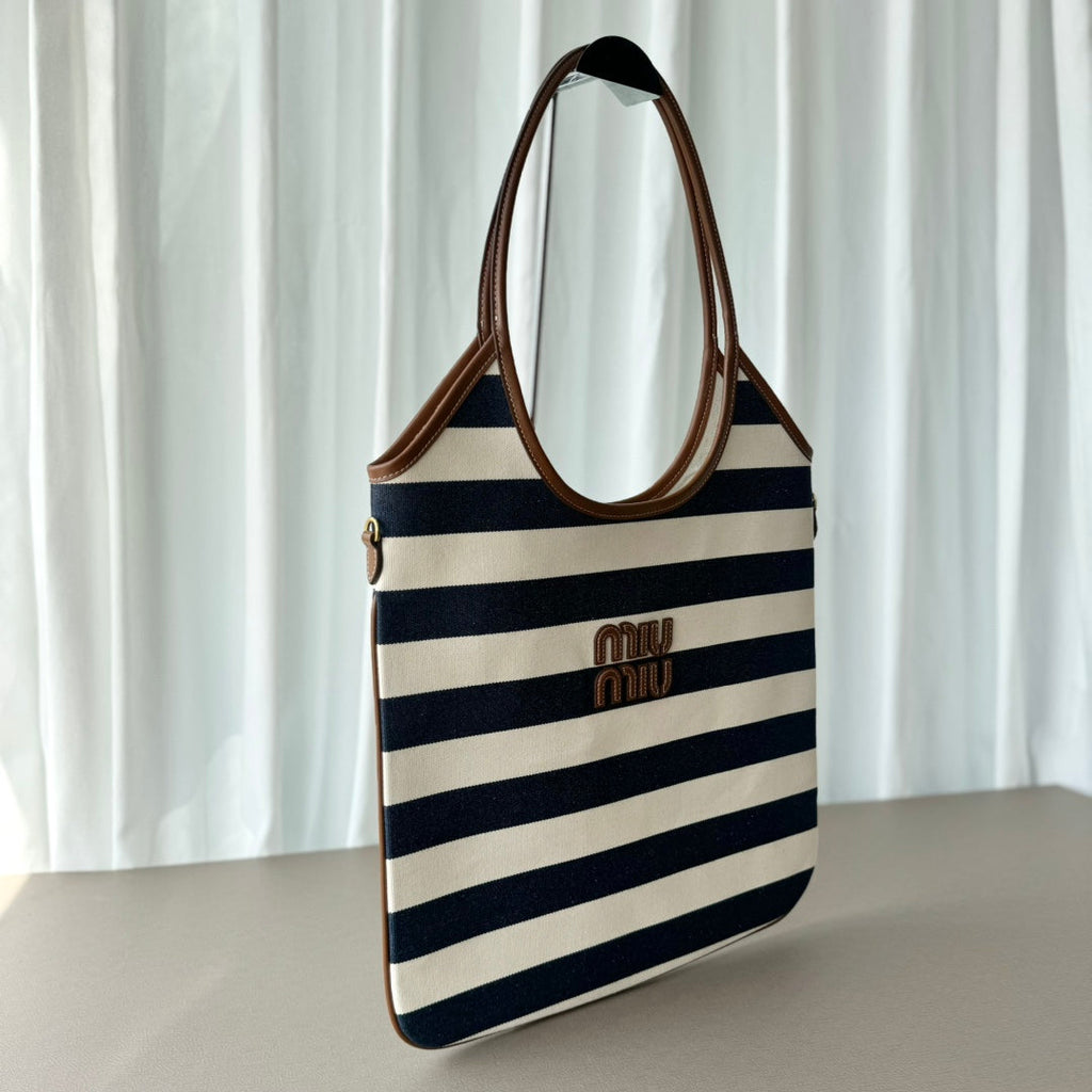 Miumiu Isetan tote hobo bag striped canvas