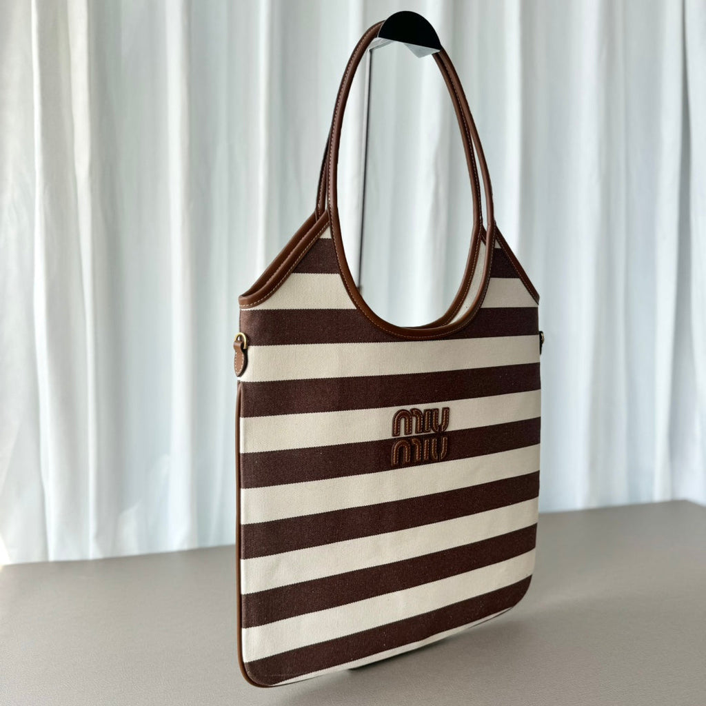Miumiu Isetan tote hobo bag striped canvas