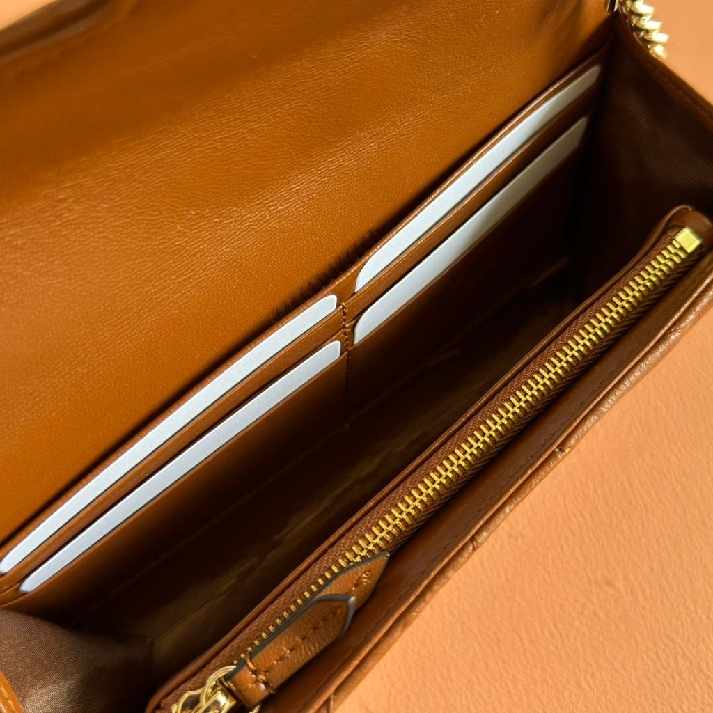 Gucci Marmont Chain Wallet Brown Cowhide 254969