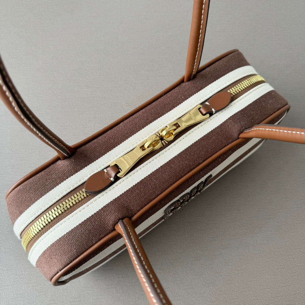 Miumiu large shoulder bag striped canvas