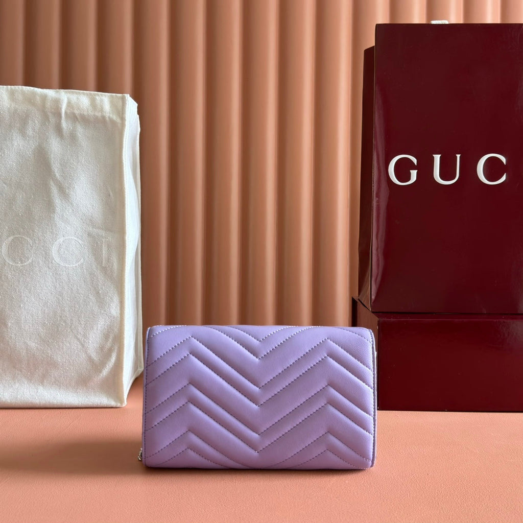 Gucci Marmont Chain Wallet Purple Cowhide 254971