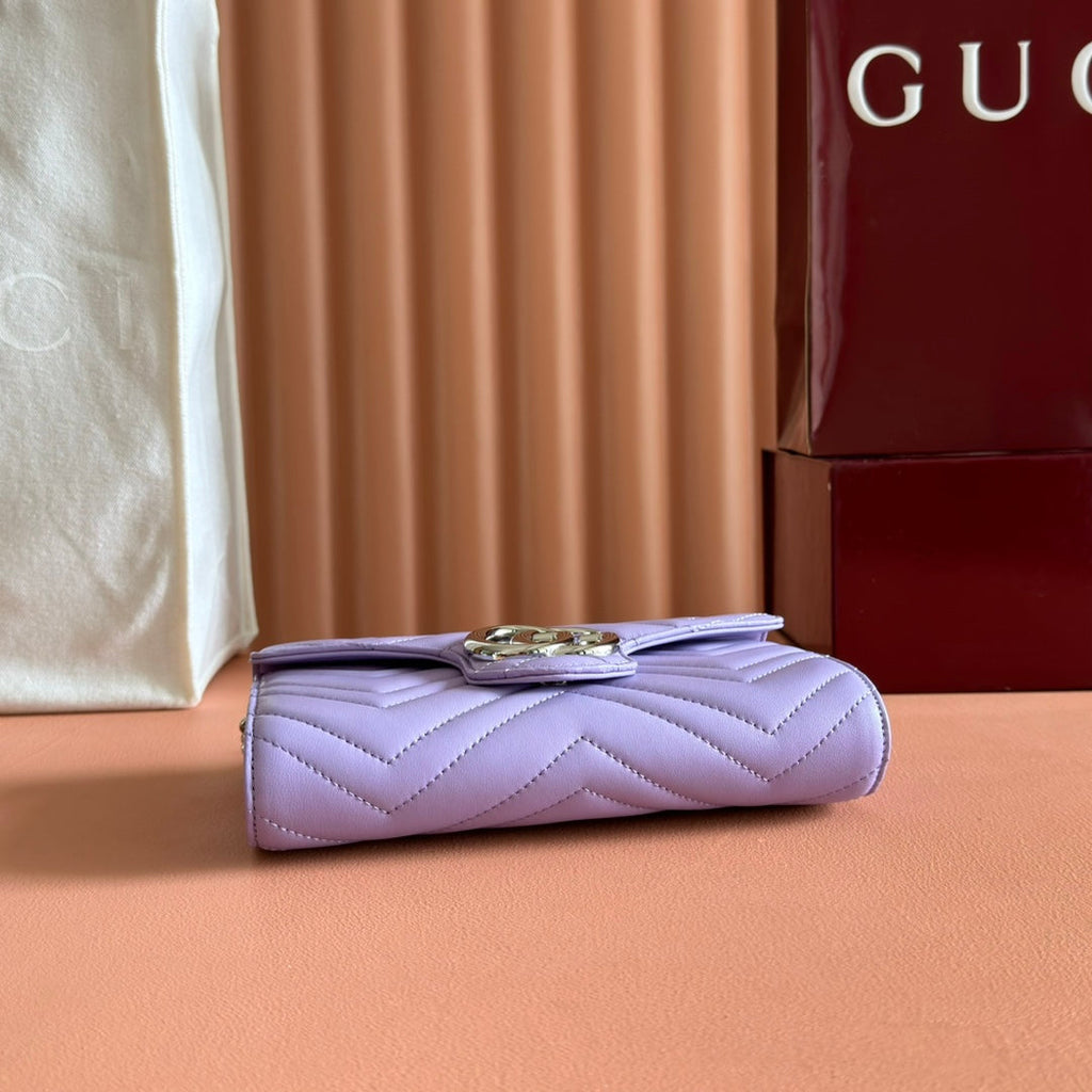 Gucci Marmont Chain Wallet Purple Cowhide 254971