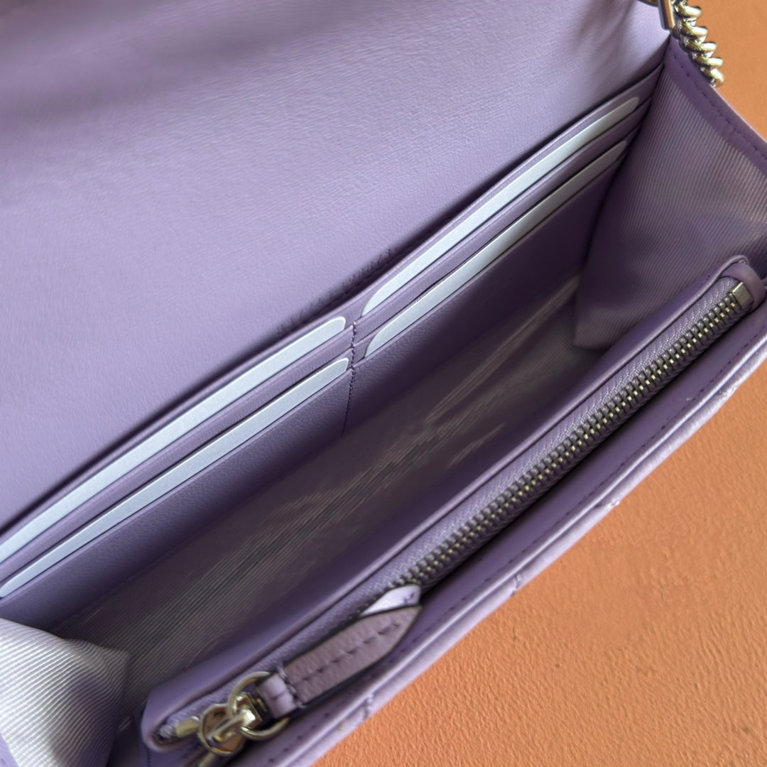 Gucci Marmont Chain Wallet Purple Cowhide 254971