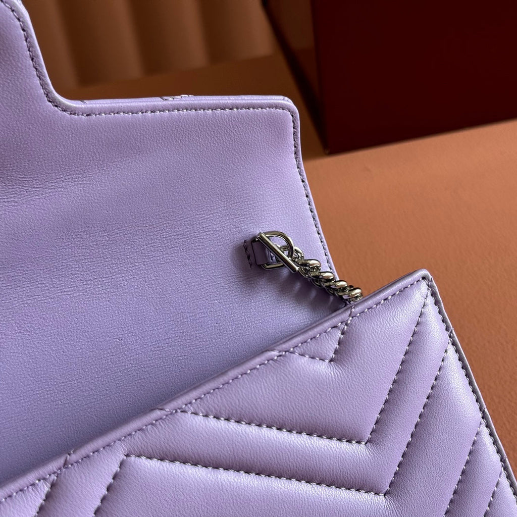 Gucci Marmont Chain Wallet Purple Cowhide 254971