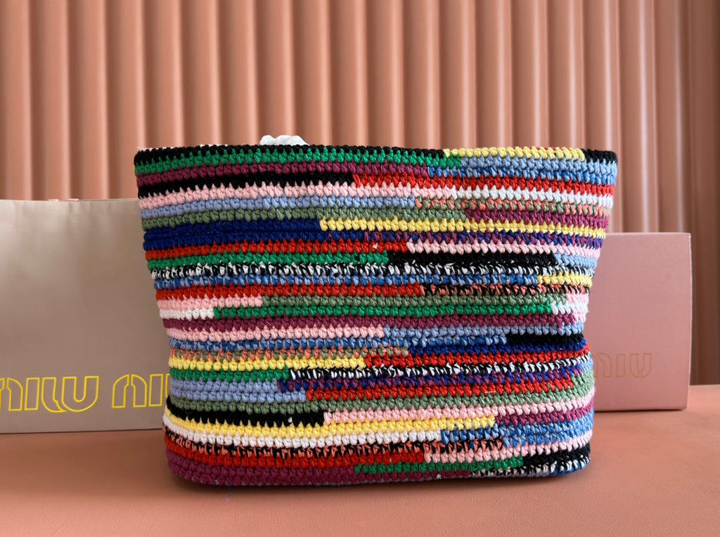 Miu Tote Bag 40cm Colorful Raffia-Effect Woven 285410