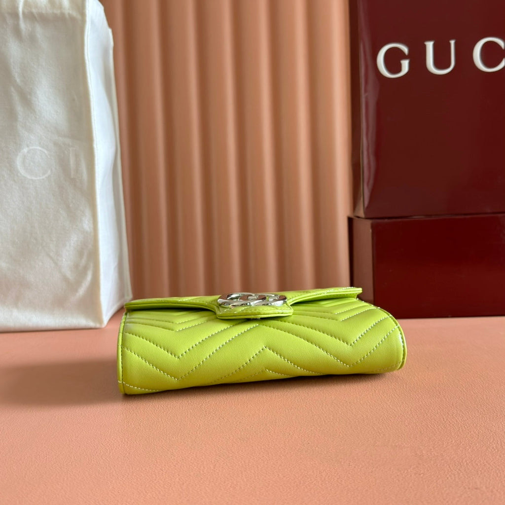 Gucci Marmont Chain Wallet Green Cowhide 254974