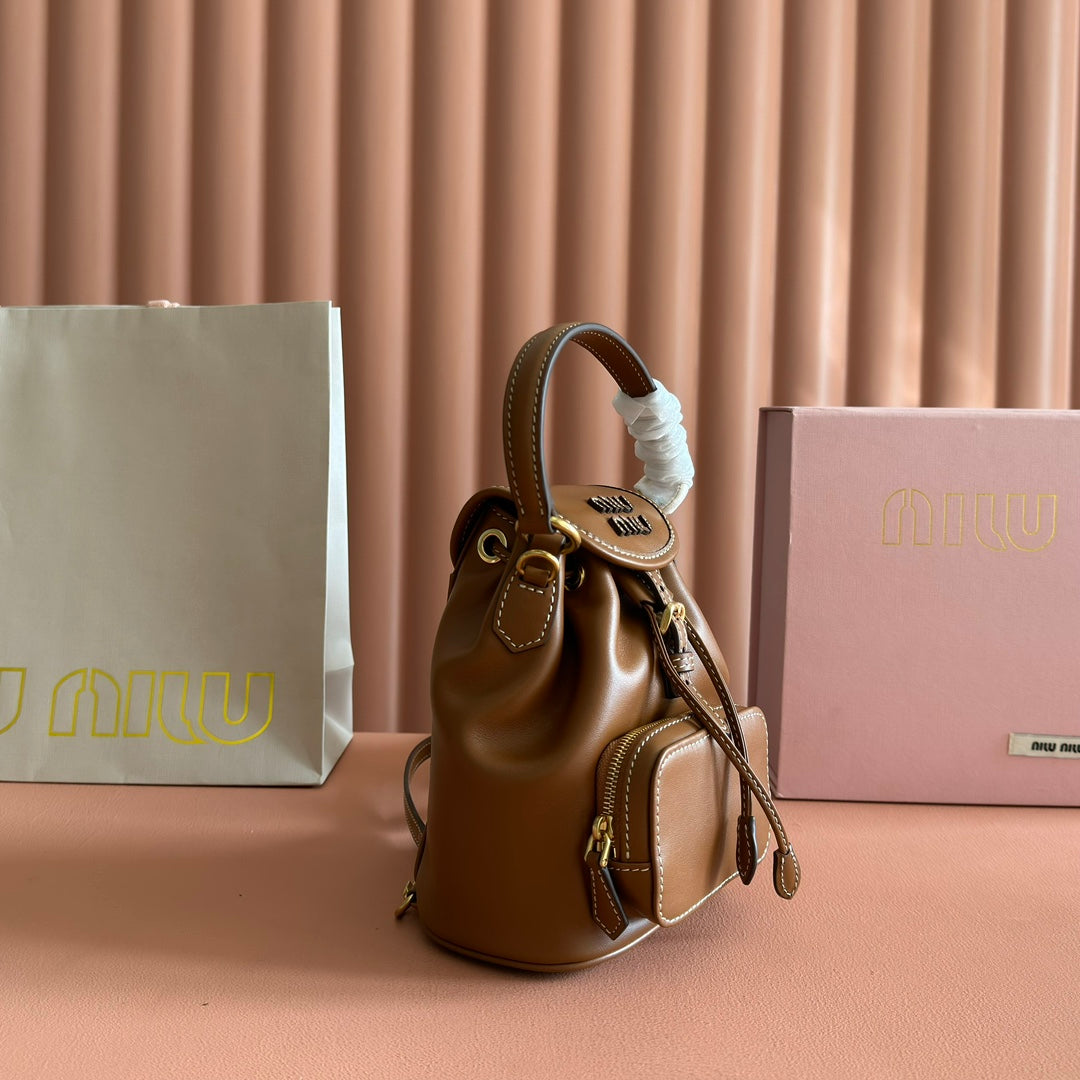 Miu MIni Backpack Brown Leather 273201