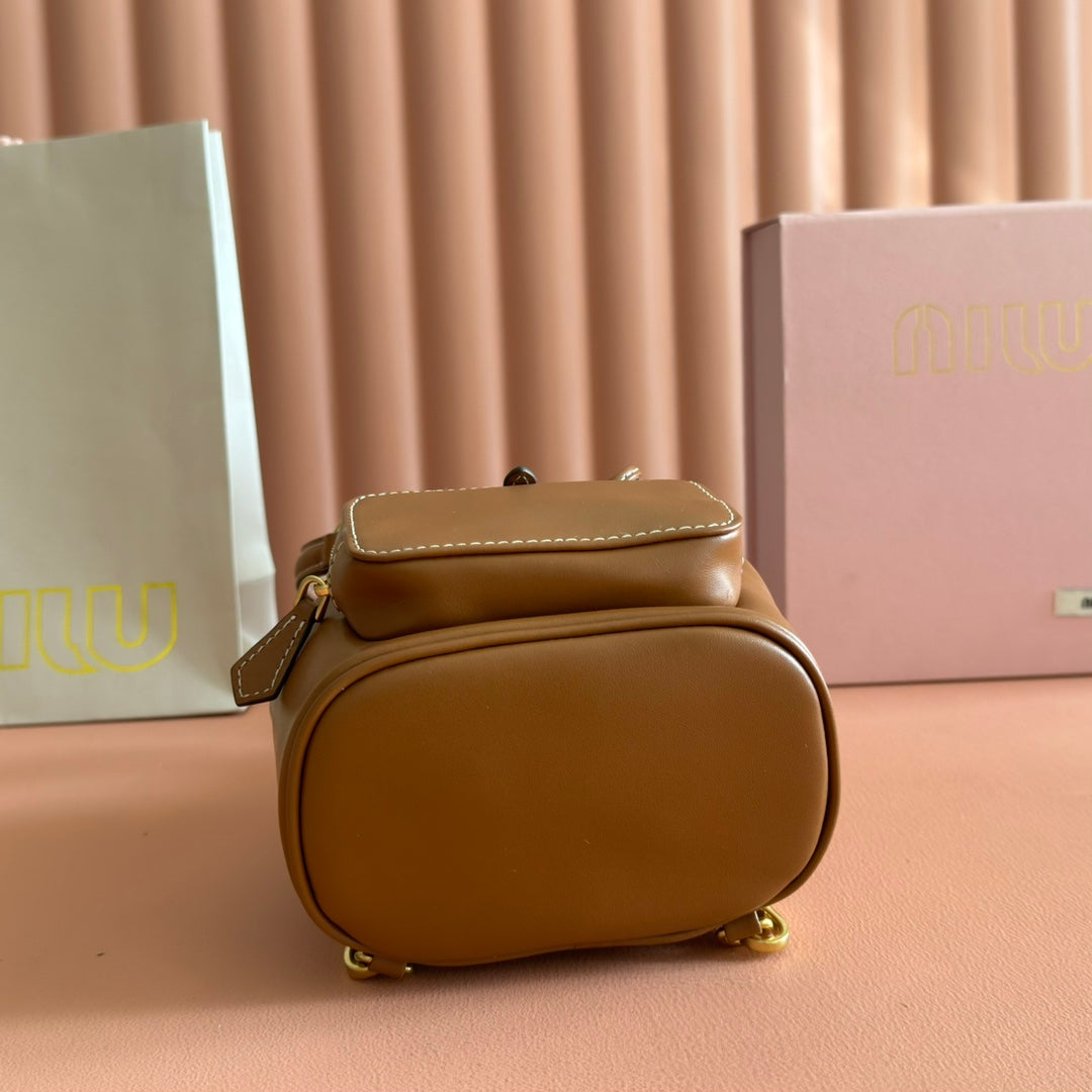 Miu MIni Backpack Brown Leather 273201