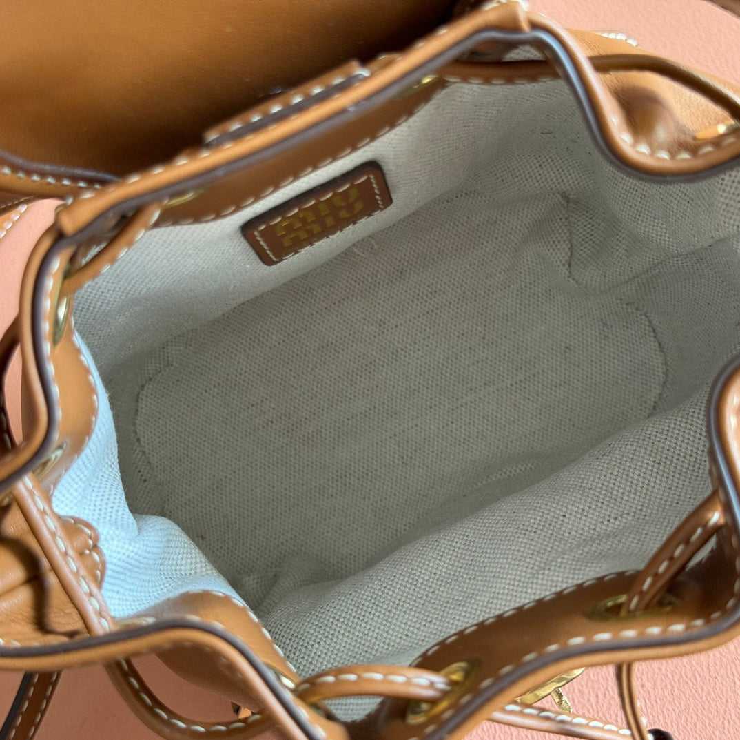 Miu MIni Backpack Brown Leather 273201