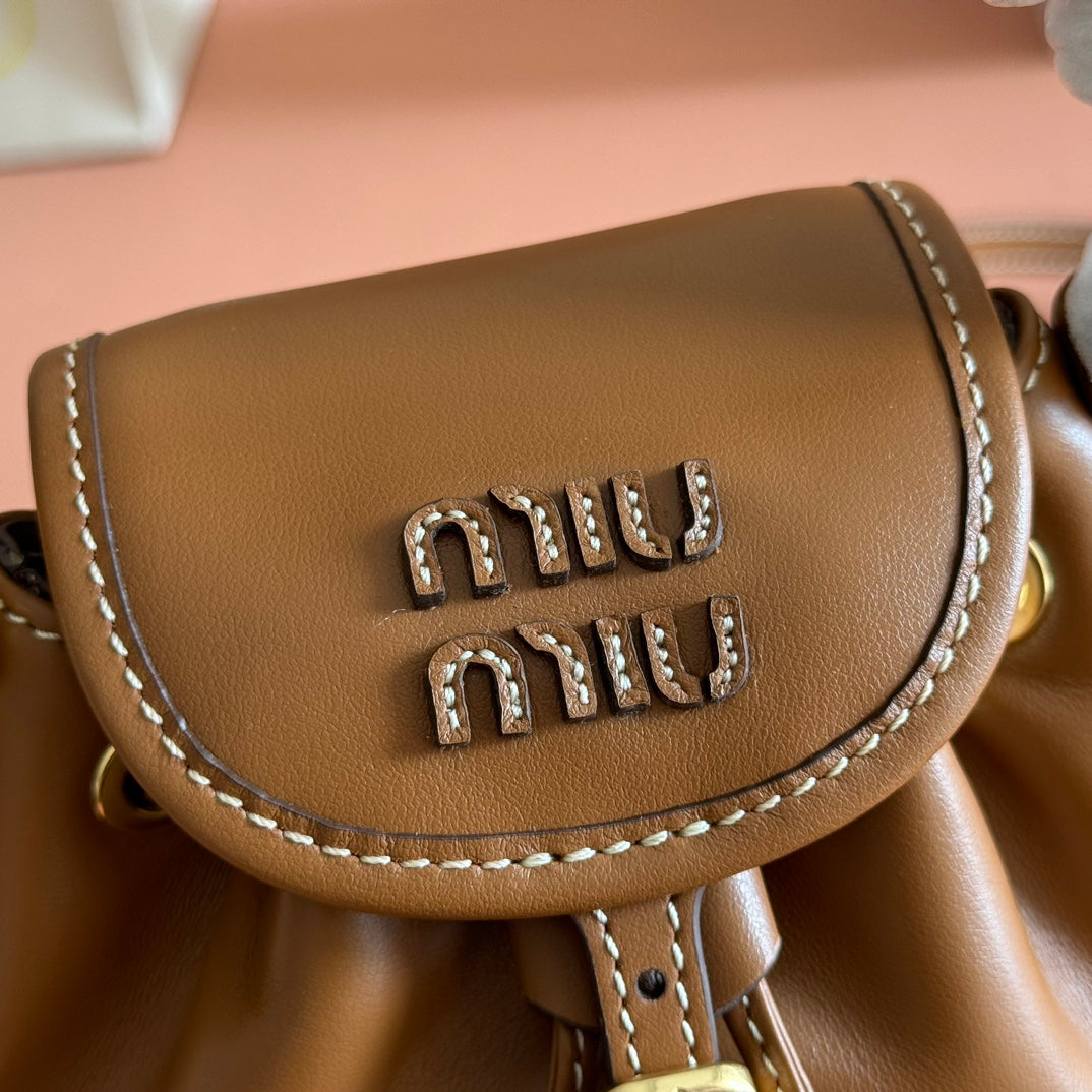 Miu MIni Backpack Brown Leather 273201