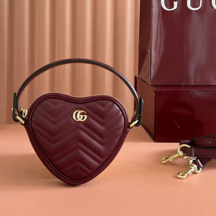 Gucci Marmont Heart Bag Rosso Ancora Red Calfskin 255058