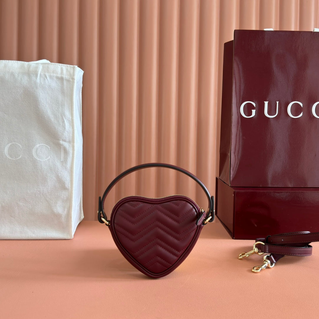 Gucci Marmont Heart Bag Rosso Ancora Red Calfskin 255058