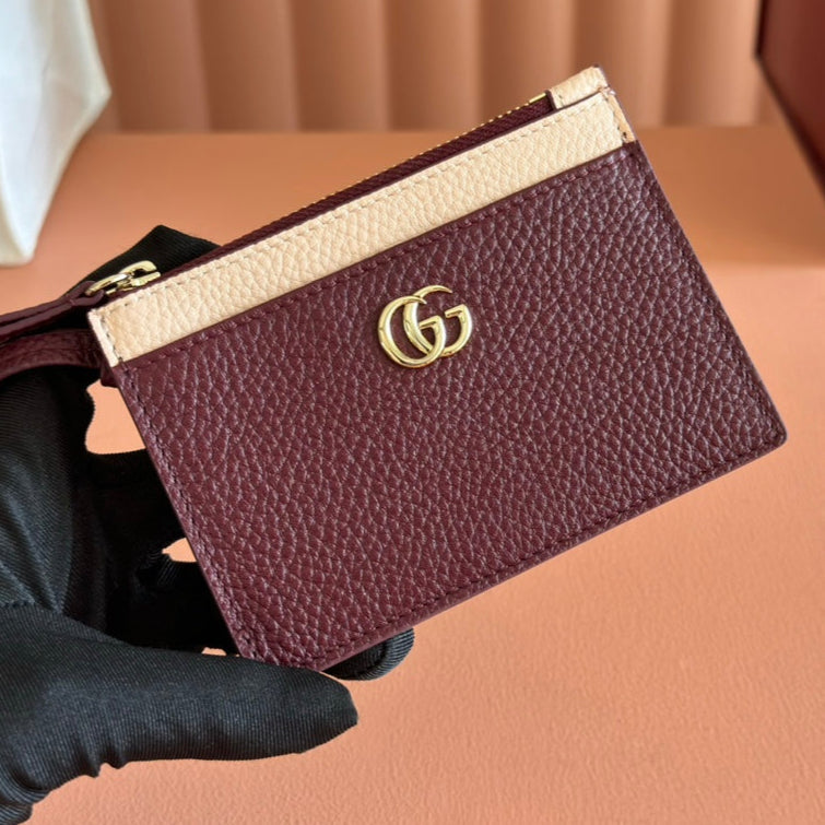 GG Marmont Zip Key Pouch Rosso Ancora Red Leather 255159