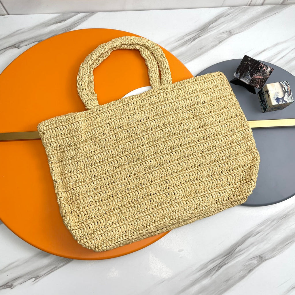 YSL Rive Gauche Tote Bag 38cm Straw Color in Raffia 285698